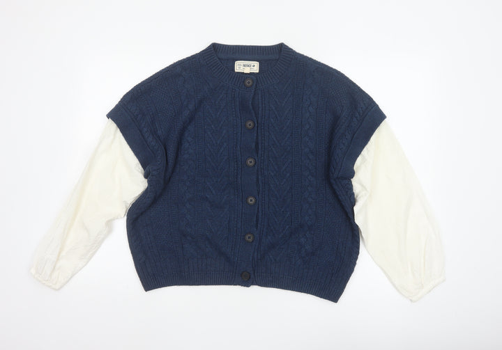 FatFace Women's Blue Cable Knit Button Cardigan UK 12