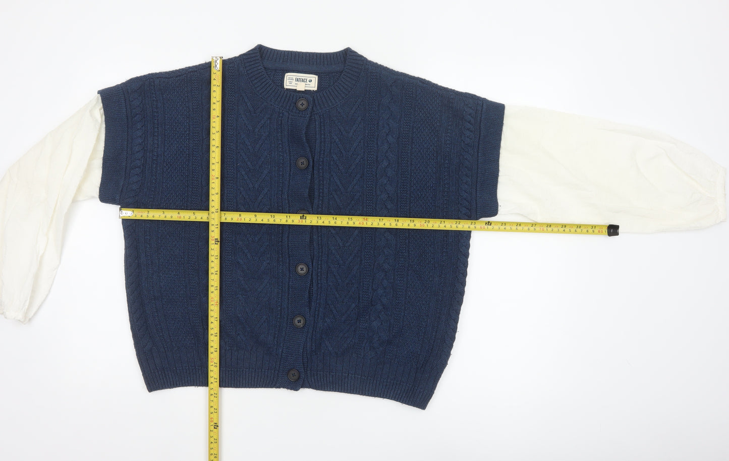 FatFace Women's Blue Cable Knit Button Cardigan UK 12