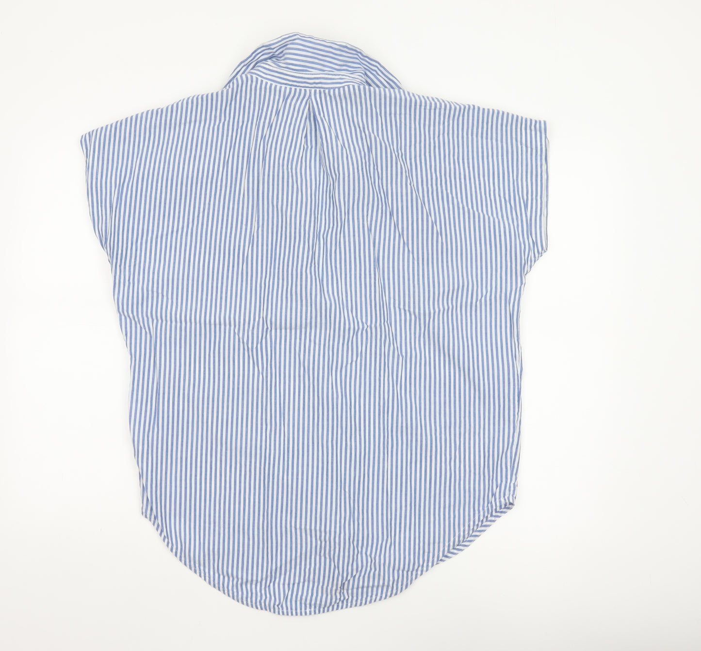 Next Women Blue Striped Cotton Button-Up Shirt Size 10