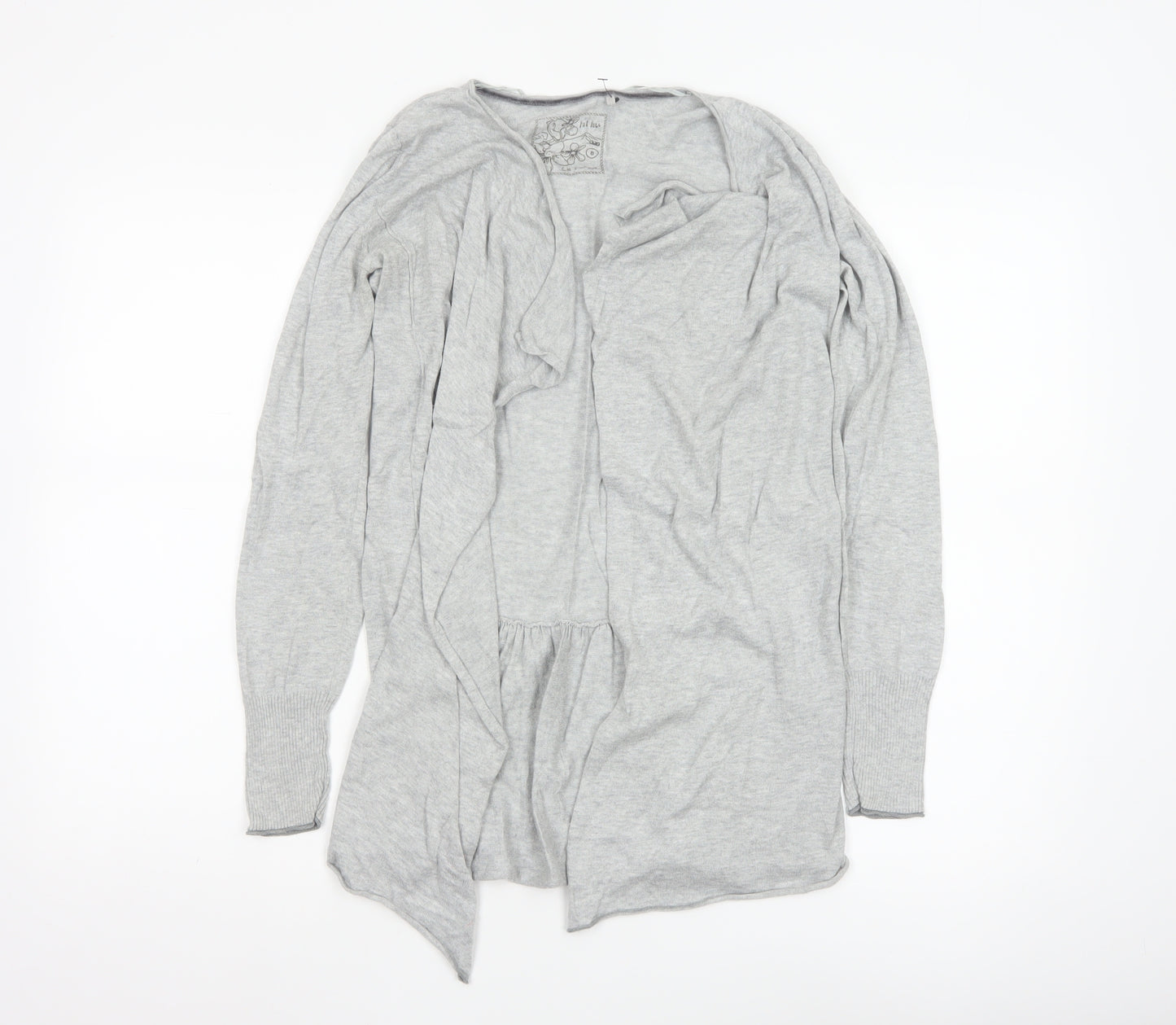 Fat Face Women's Grey Size 8 Long Sleeve Open Cardigan