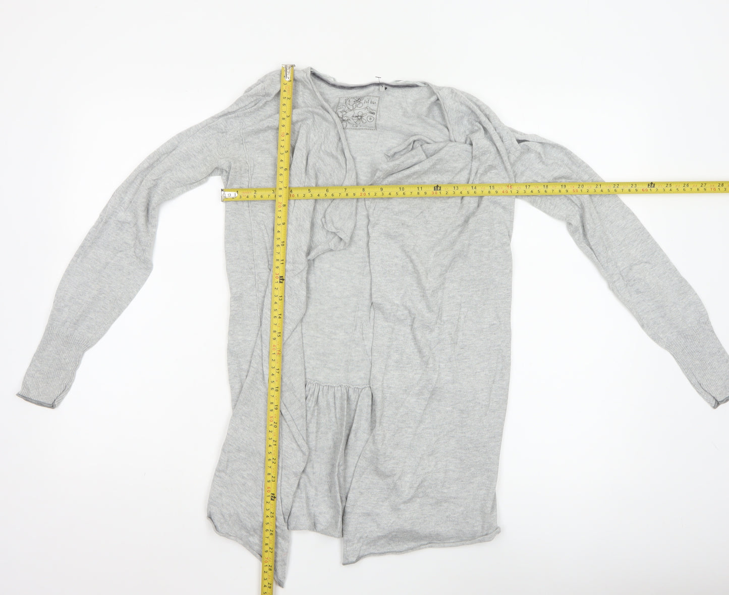 Fat Face Women's Grey Size 8 Long Sleeve Open Cardigan