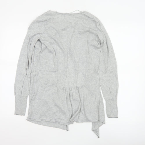 Fat Face Women's Grey Size 8 Long Sleeve Open Cardigan