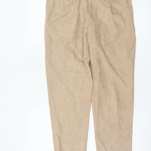PrettyLittleThing Women’s Beige Paperbag Trousers Size 12 High Waist