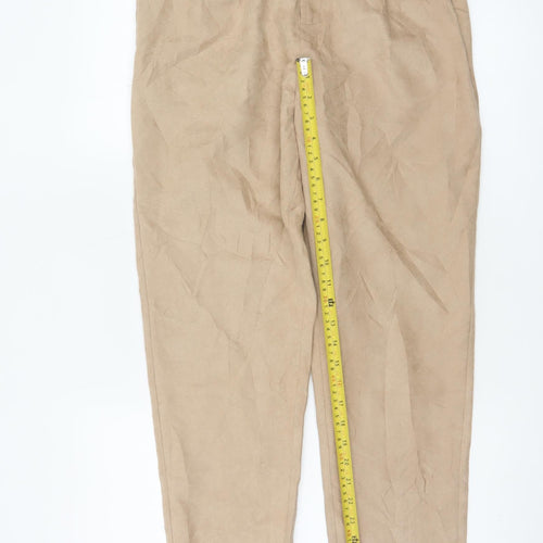 PrettyLittleThing Women’s Beige Paperbag Trousers Size 12 High Waist