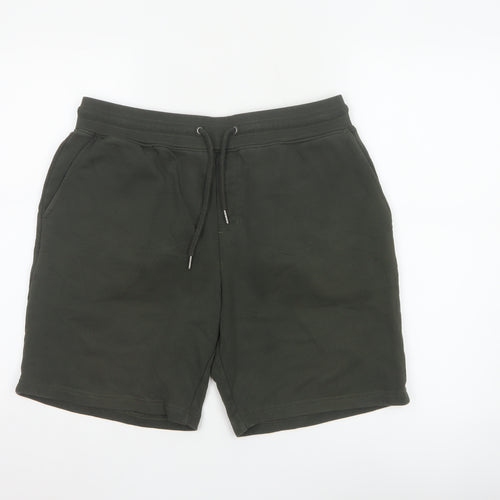 Marks and Spencer Men's Green Sweat Shorts L Regular Fit Cotton