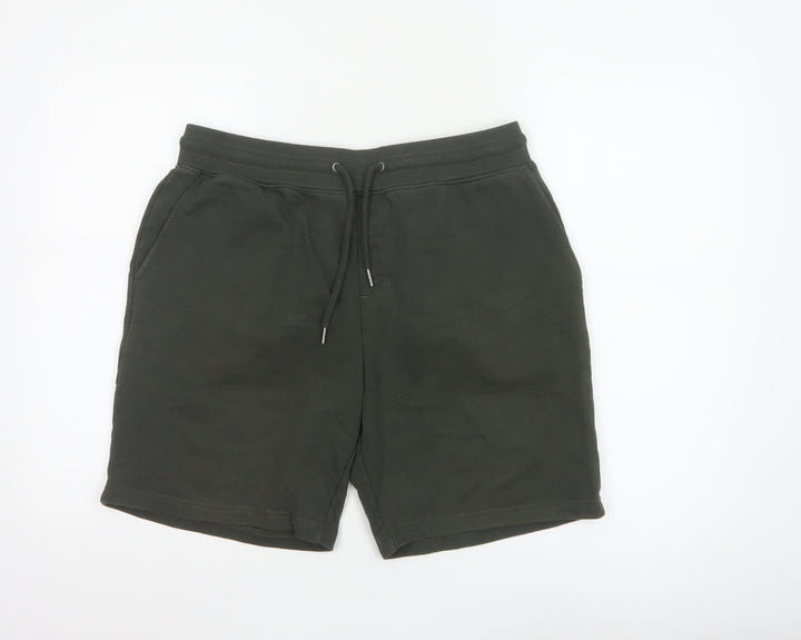 Marks and Spencer Men's Green Sweat Shorts L Regular Fit Cotton