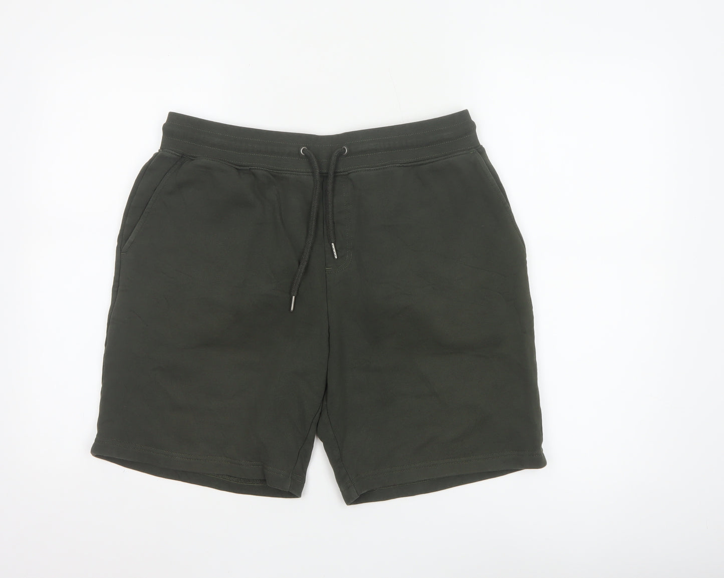 Marks and Spencer Men's Green Sweat Shorts L Regular Fit Cotton
