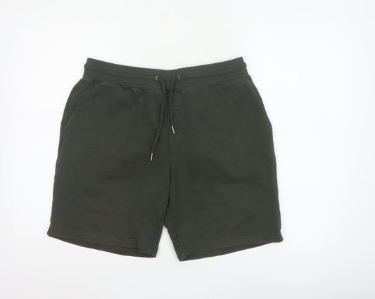 Marks and Spencer Men's Green Sweat Shorts L Regular Fit Cotton