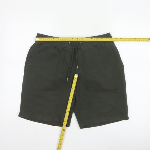 Marks and Spencer Men's Green Sweat Shorts L Regular Fit Cotton