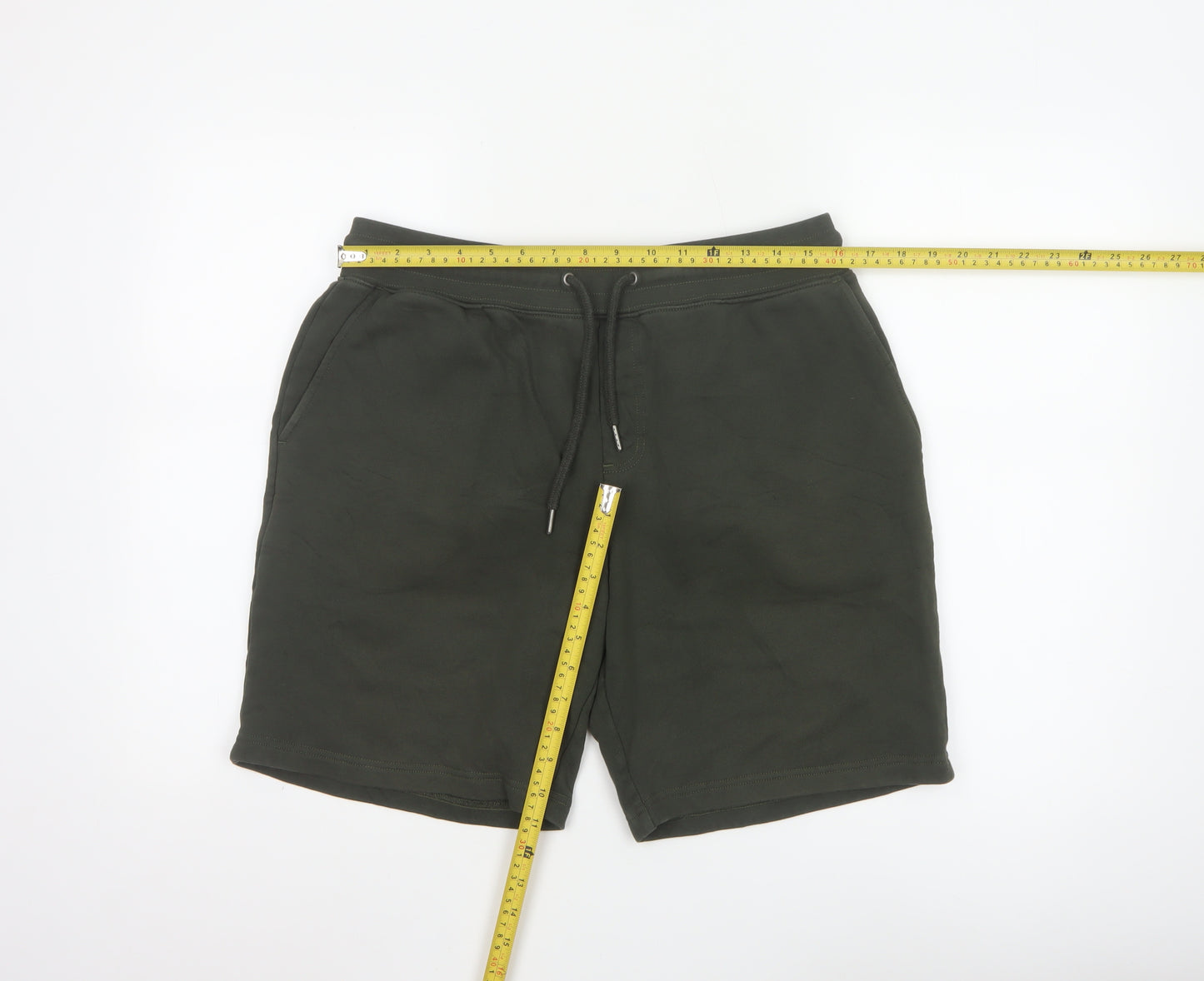 Marks and Spencer Men's Green Sweat Shorts L Regular Fit Cotton