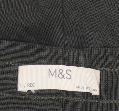 Marks and Spencer Men's Green Sweat Shorts L Regular Fit Cotton