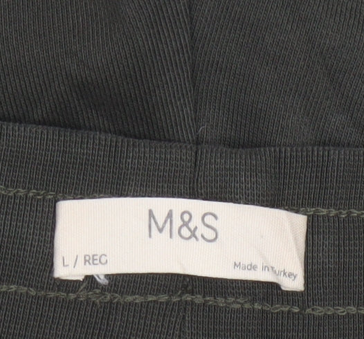 Marks and Spencer Men's Green Sweat Shorts L Regular Fit Cotton