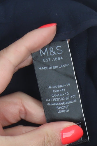 Marks and Spencer Women Blue Size 14 Cropped Trousers Workwear