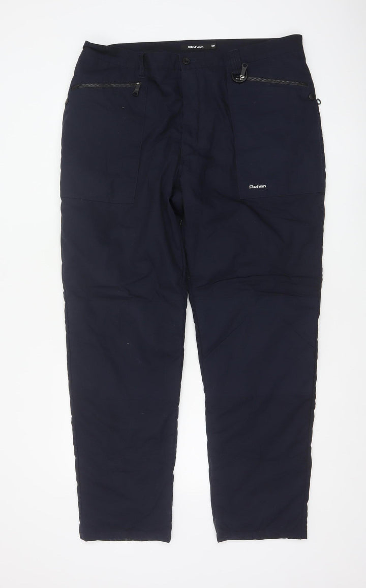 Rohan Men's Blue 38R Cargo Travel Trousers Polyester Cotton