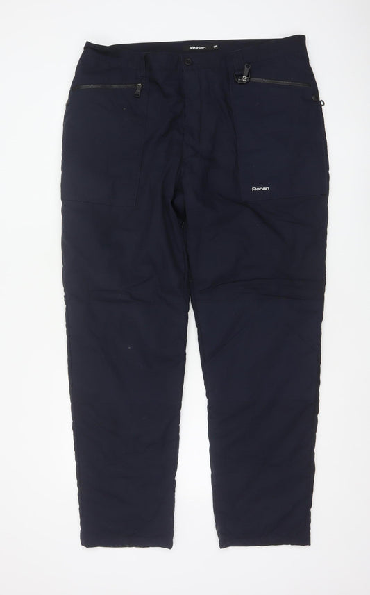Rohan Men's Blue 38R Cargo Travel Trousers Polyester Cotton