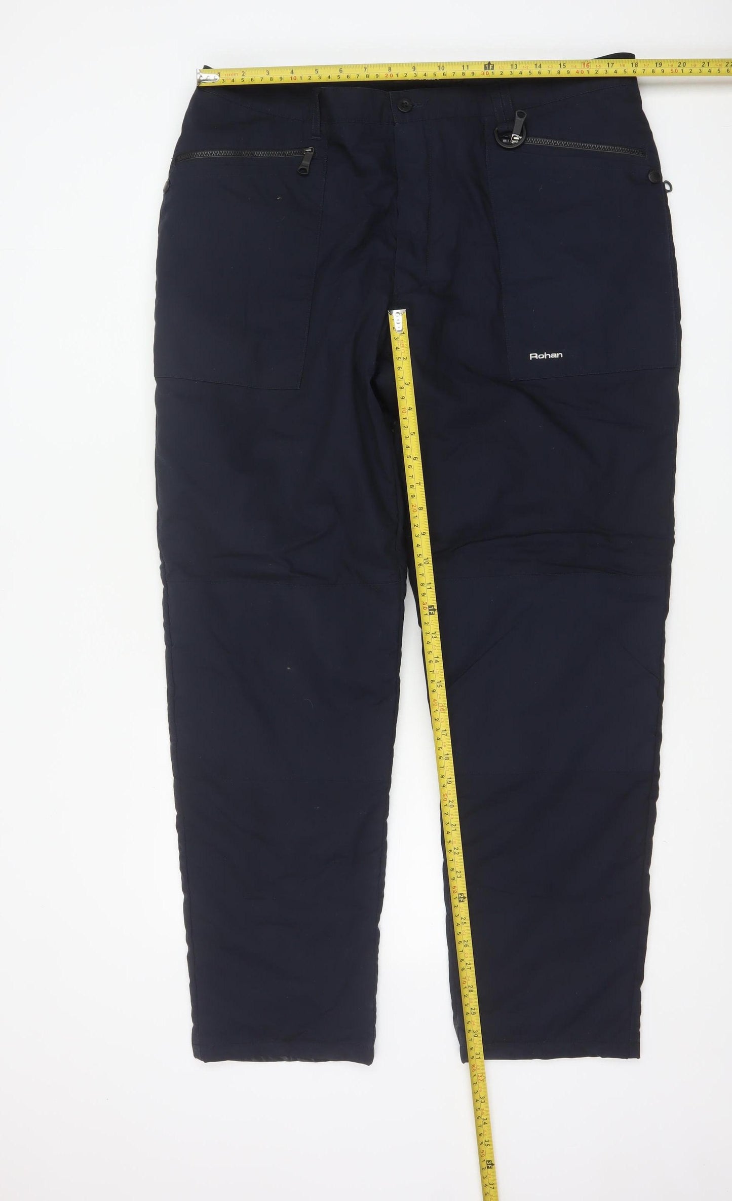 Rohan Men's Blue 38R Cargo Travel Trousers Polyester Cotton