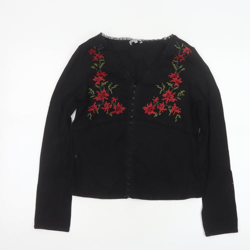 Marks and Spencer Per Una Women's Black Floral Embroidered Blouse Size 14