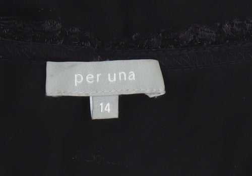 Marks and Spencer Per Una Women's Black Floral Embroidered Blouse Size 14