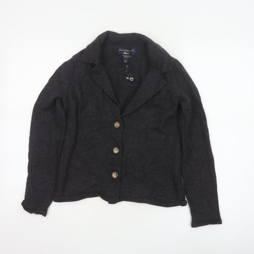 Paul Costelloe Women Black Merino Wool Cardigan UK 14 Large