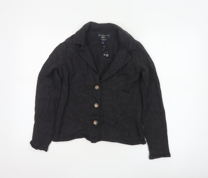 Paul Costelloe Women Black Merino Wool Cardigan UK 14 Large