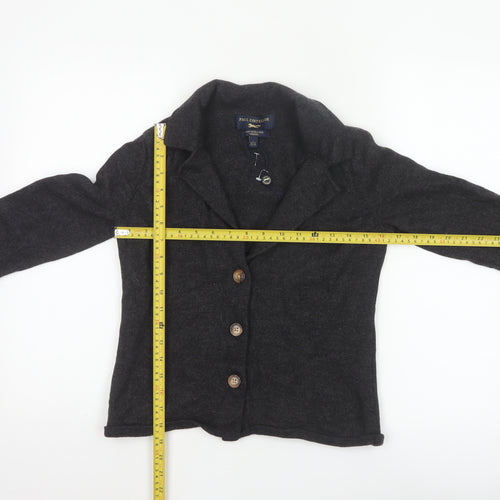 Paul Costelloe Women Black Merino Wool Cardigan UK 14 Large