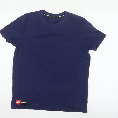 Skechers Men's Blue Cotton Crew Neck Short Sleeve T-Shirt M