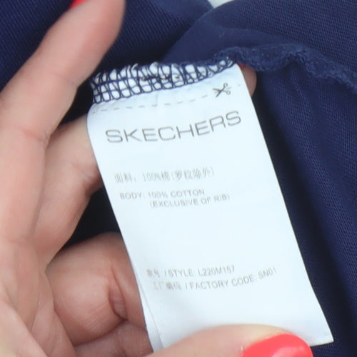 Skechers Men's Blue Cotton Crew Neck Short Sleeve T-Shirt M