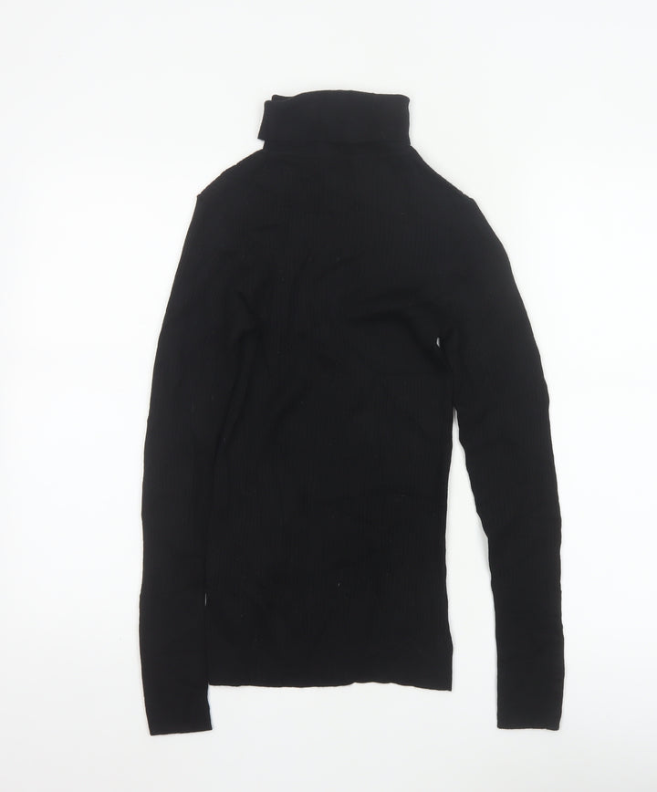Hobbs Women's Black Merino Wool Roll Neck Jumper Size M