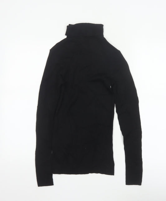Hobbs Women's Black Merino Wool Roll Neck Jumper Size M