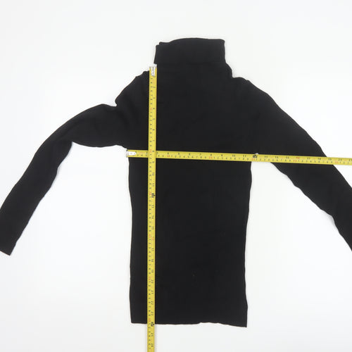 Hobbs Women's Black Merino Wool Roll Neck Jumper Size M