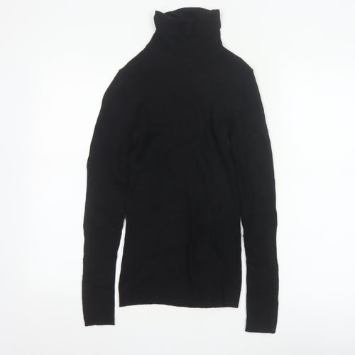 Hobbs Women's Black Merino Wool Roll Neck Jumper Size M