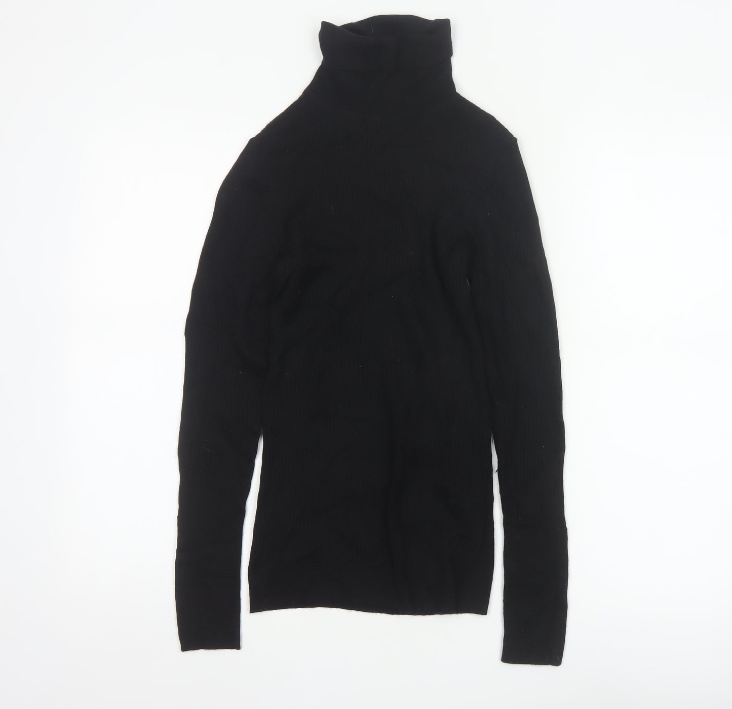 Hobbs Women's Black Merino Wool Roll Neck Jumper Size M
