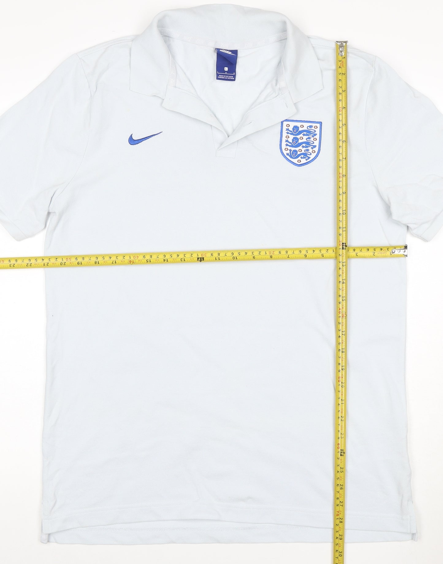 Nike England White Polo Shirt Men's L Cotton Football Top
