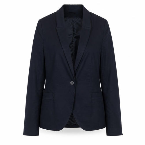 Zara Women Blue Cotton Blend One-Button Blazer Size 12