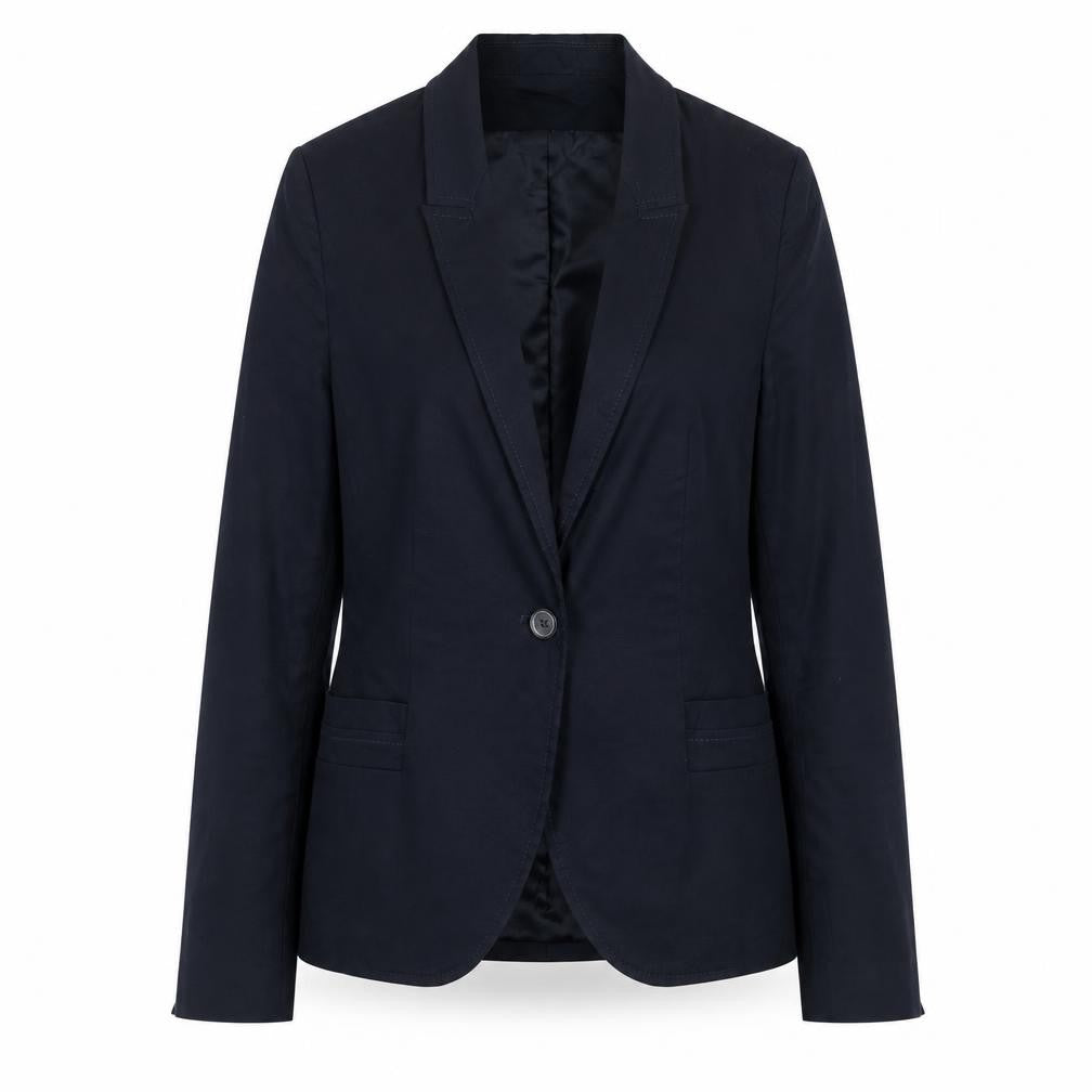 Zara Women Blue Cotton Blend One-Button Blazer Size 12