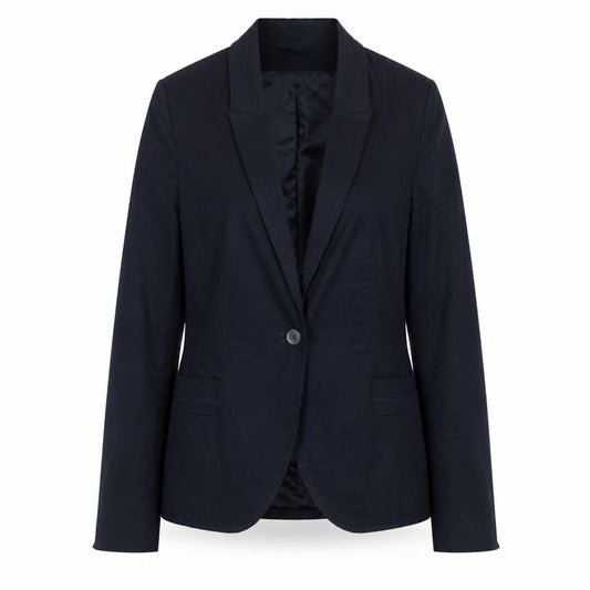 Zara Women Blue Cotton Blend One-Button Blazer Size 12