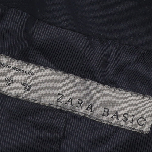 Zara Women Blue Cotton Blend One-Button Blazer Size 12