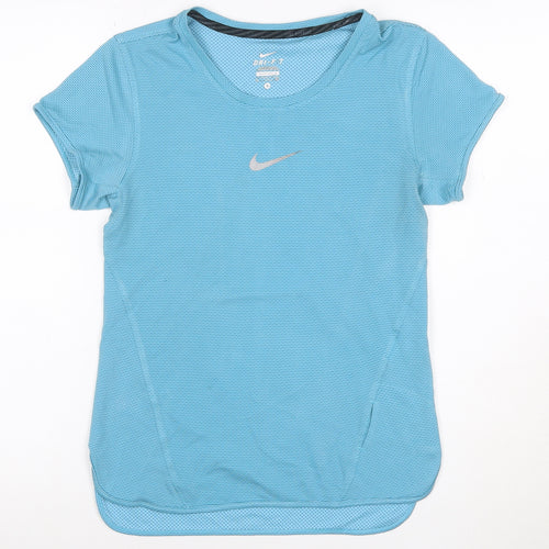 Nike Women Blue Dri-FIT Running T-Shirt Size S Lightweight