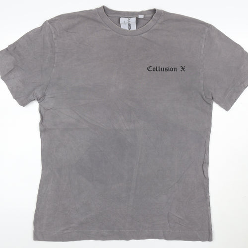 Collusion Men Grey Gothic Art Graphic Print Cotton T-Shirt M