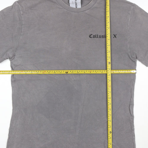 Collusion Men Grey Gothic Art Graphic Print Cotton T-Shirt M