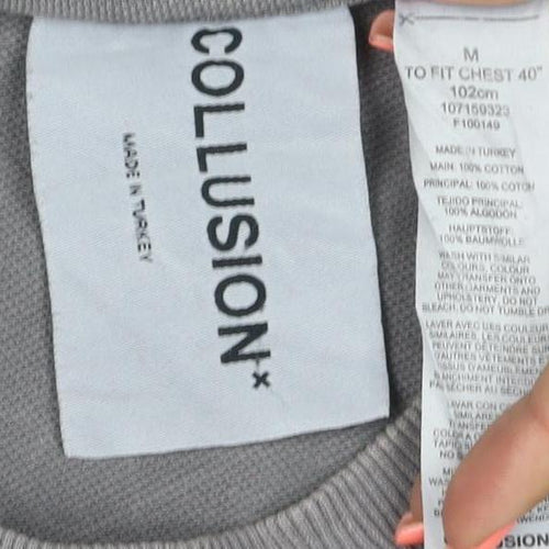 Collusion Men Grey Gothic Art Graphic Print Cotton T-Shirt M