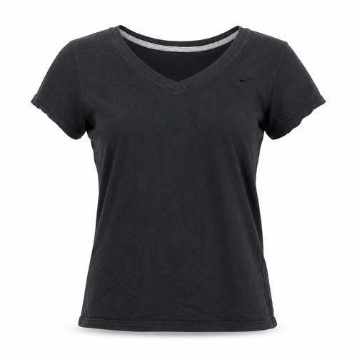 Nike Womens Black Slim Fit Cotton V-Neck T-Shirt Size M