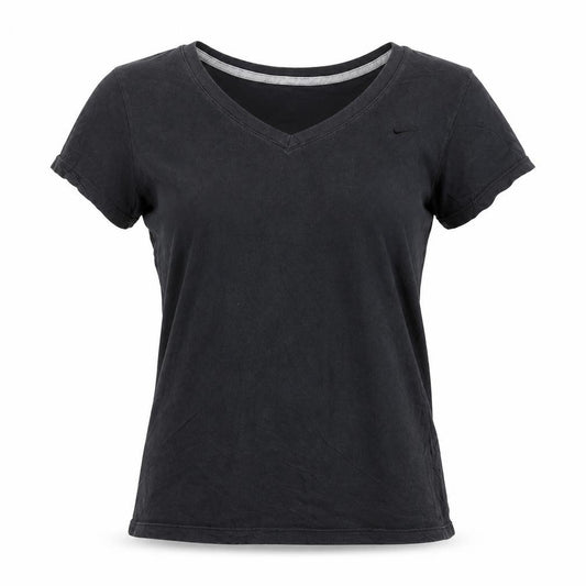 Nike Womens Black Slim Fit Cotton V-Neck T-Shirt Size M