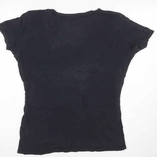 Nike Womens Black Slim Fit Cotton V-Neck T-Shirt Size M