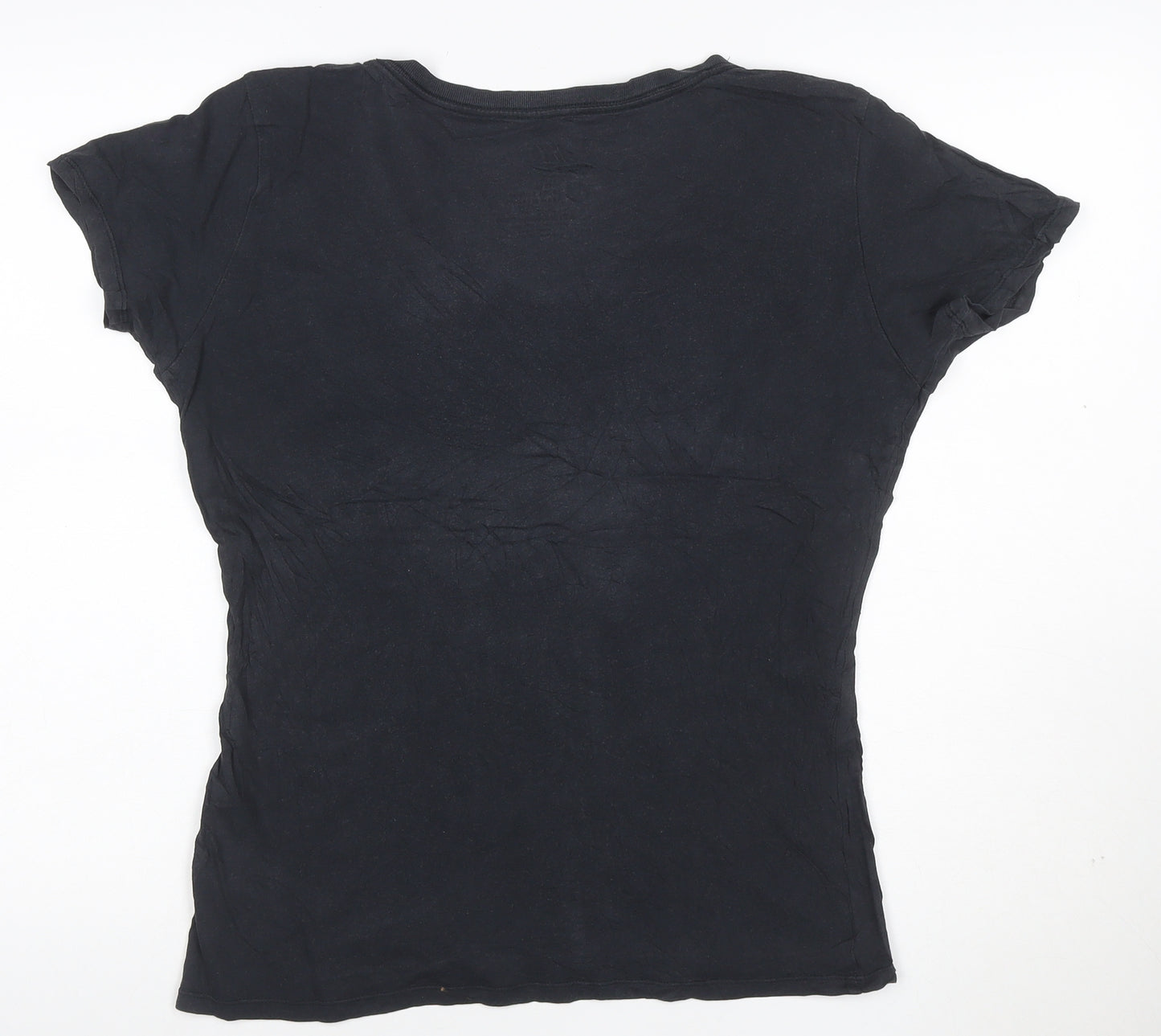 Nike Womens Black Slim Fit Cotton V-Neck T-Shirt Size M