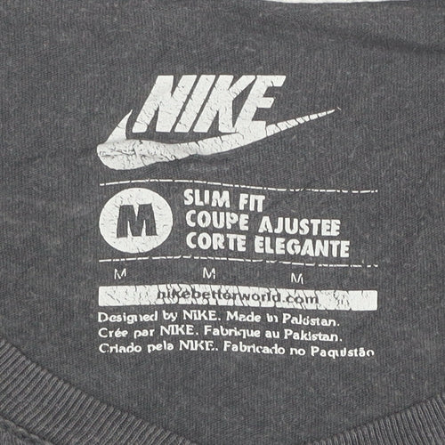 Nike Womens Black Slim Fit Cotton V-Neck T-Shirt Size M