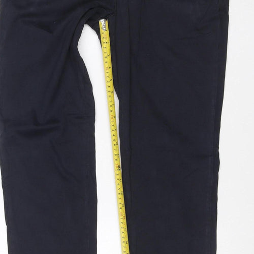 Massimo Dutti Men's Blue Regular Fit Cotton Chino Trousers Size 32