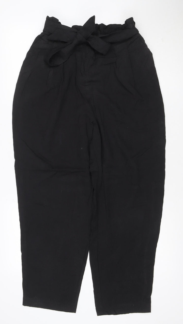 Monki Women’s Black Paperbag High Waist Trousers Size S