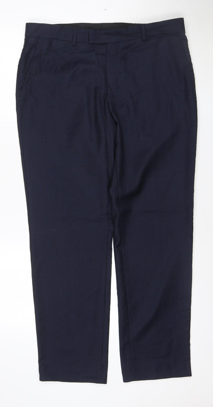 Jaeger Men's Blue Wool Dress Trousers M Regular Fit