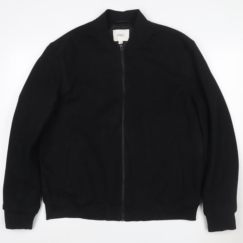 Marks and Spencer Men's Black L Bomber Jacket Cotton Blend